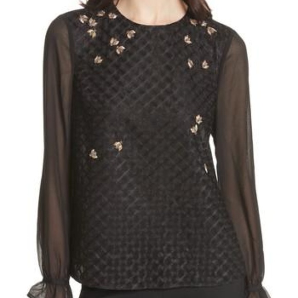 Ted Baker Black Lunaah Queen Bee Blouse - Picture 2 of 8